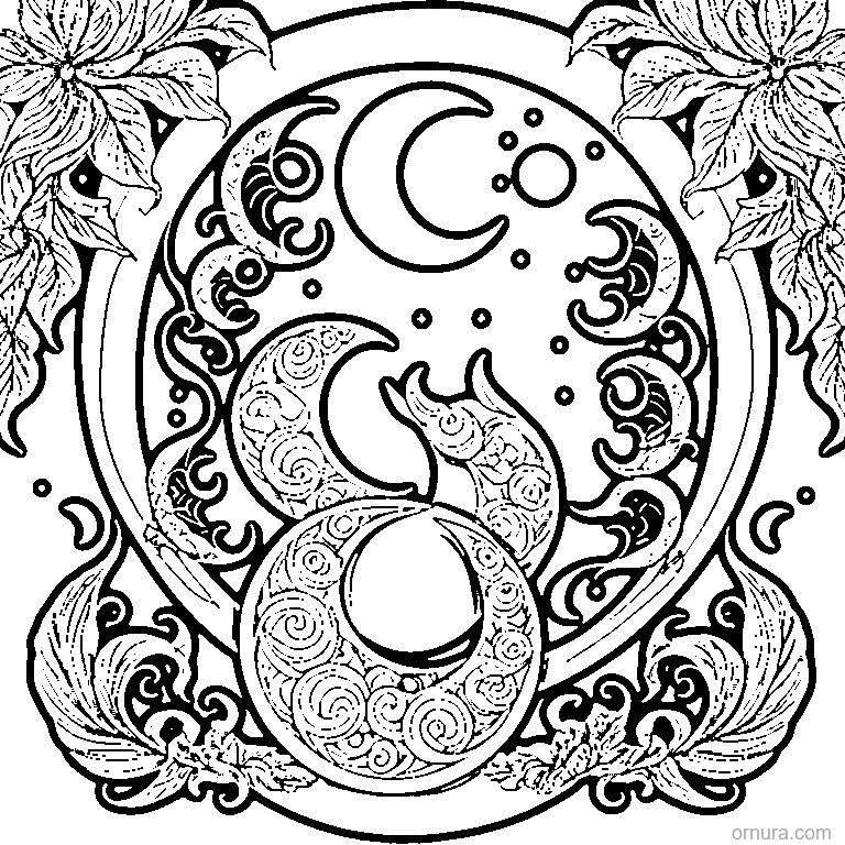 Moon Pattern Crescents coloring page