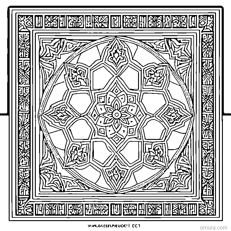 moroccan tile pattern design coloring page - free printable black and white line art for kids and adults