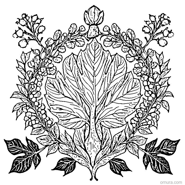 oak leaf with acorn cluster template coloring page - free printable black and white line art for kids and adults