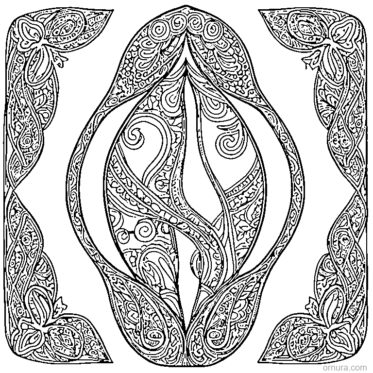 paisley pattern teardrop coloring page coloring page - free printable black and white line art for kids and adults