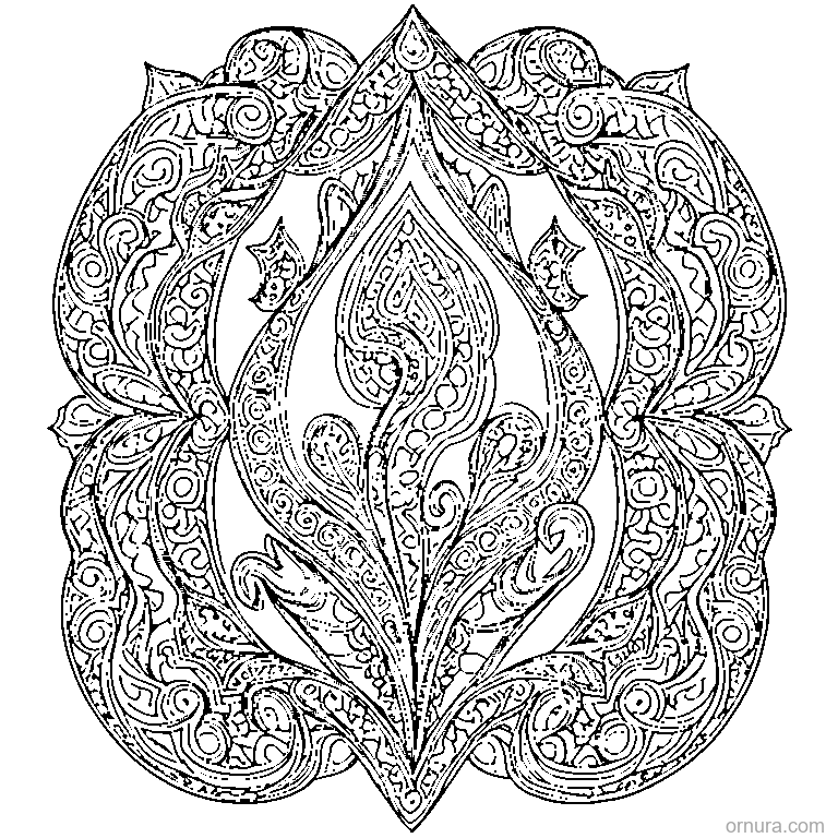 paisley pattern teardrop coloring page - free printable black and white line art for kids and adults