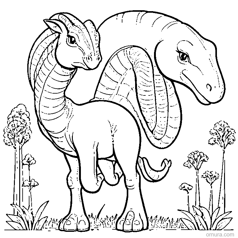 parasaurolophus standing tall coloring page - free printable black and white line art for kids and adults