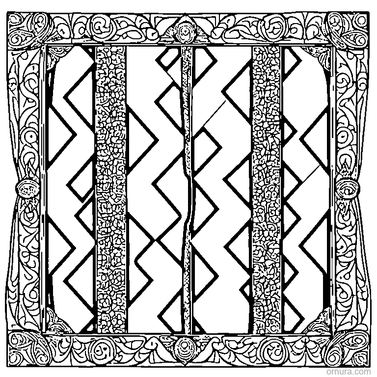 patchwork pattern squares mixe design coloring page - free printable black and white line art for kids and adults