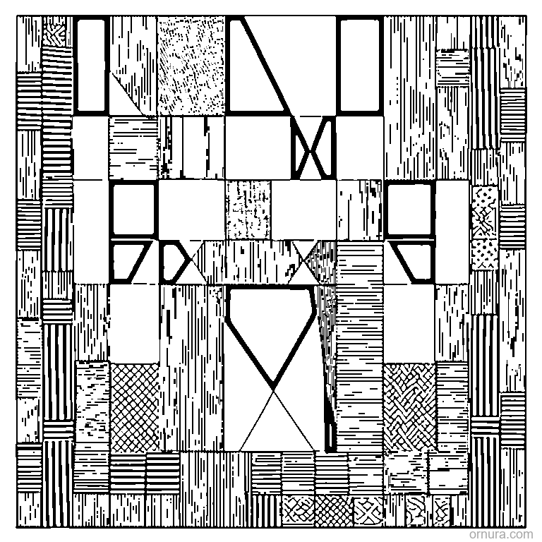 patchwork pattern squares mixe template coloring page - free printable black and white line art for kids and adults