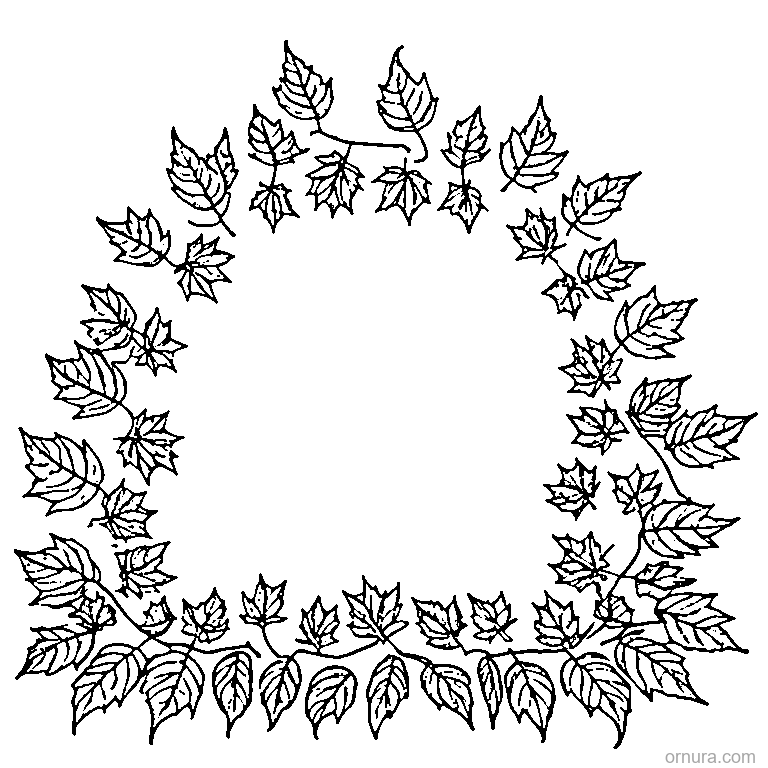pile of autumn leaves on ground design coloring page - free printable black and white line art for kids and adults