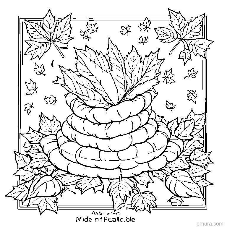 pile of autumn leaves coloring page - free printable black and white line art for kids and adults