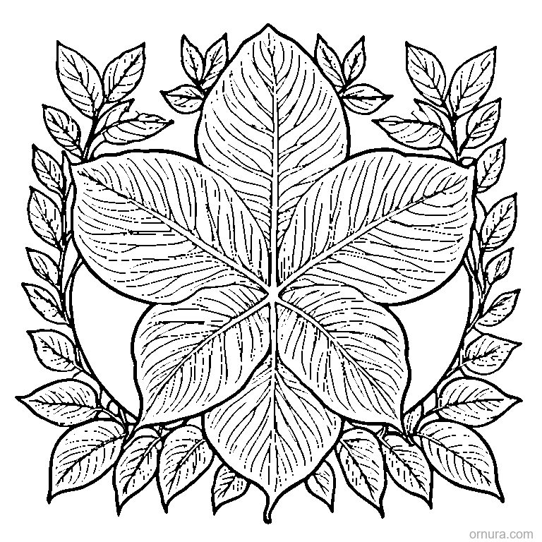 Pressed Botanical Leaf Specimen coloring page