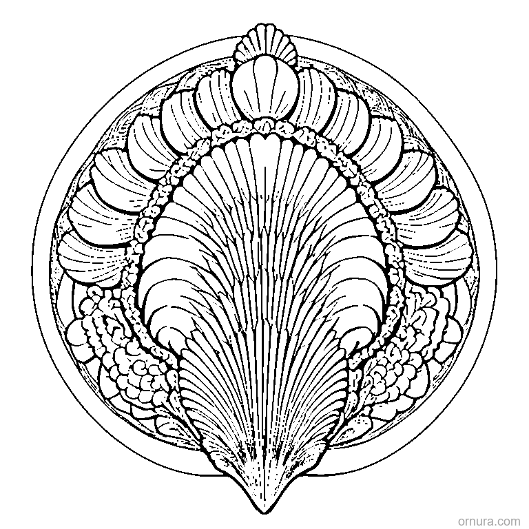 scallop pattern shell edge coloring page coloring page - free printable black and white line art for kids and adults