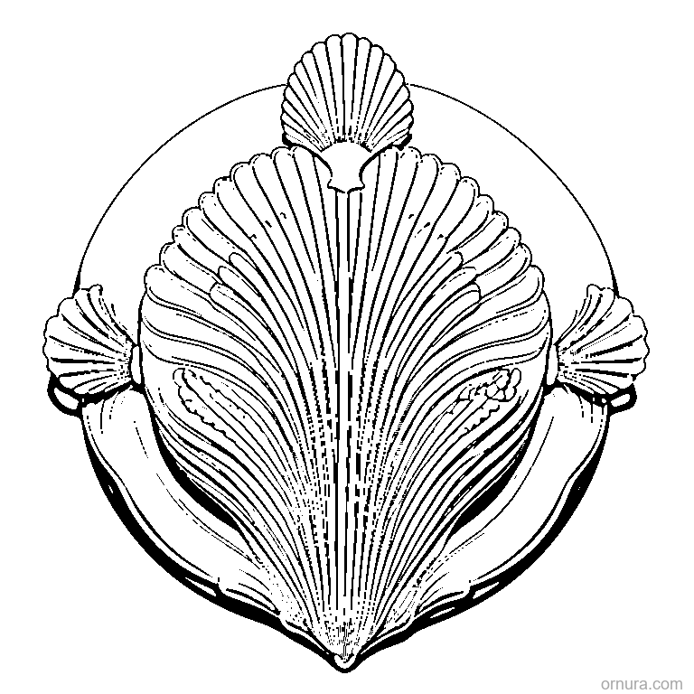scallop pattern shell edge design coloring page - free printable black and white line art for kids and adults