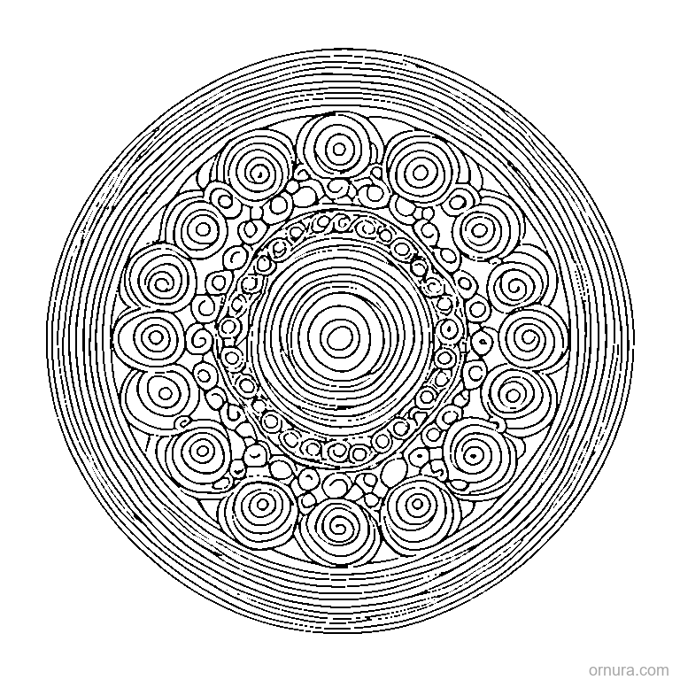 shibori pattern tie dye circle design coloring page - free printable black and white line art for kids and adults