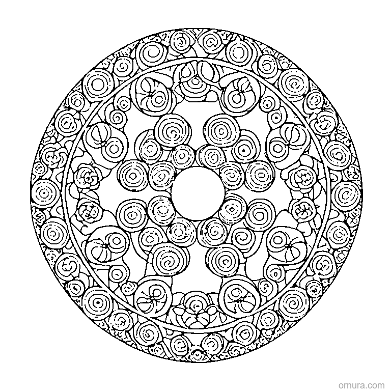 shibori pattern tie dye circle coloring page - free printable black and white line art for kids and adults