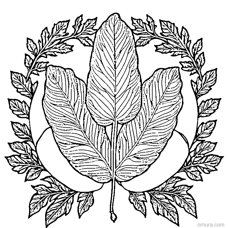 Simple Oak Leaf With Acorn coloring page