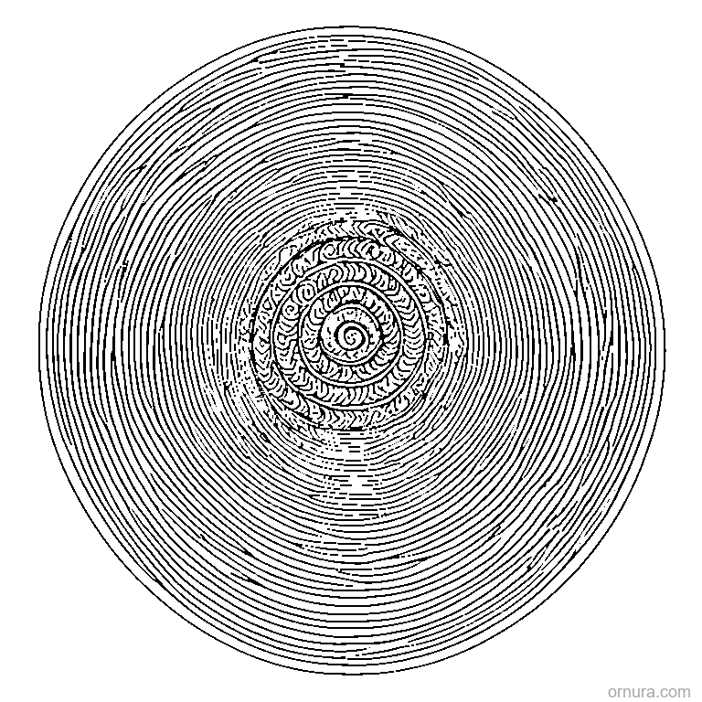 spiral pattern design coloring page - free printable black and white line art for kids and adults