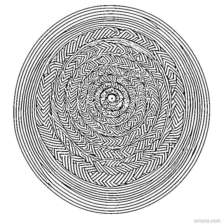 spiral pattern printable coloring page - free printable black and white line art for kids and adults