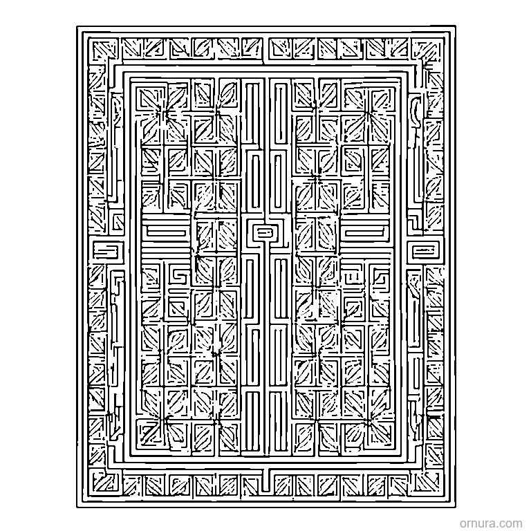 square pattern nested design coloring page - free printable black and white line art for kids and adults