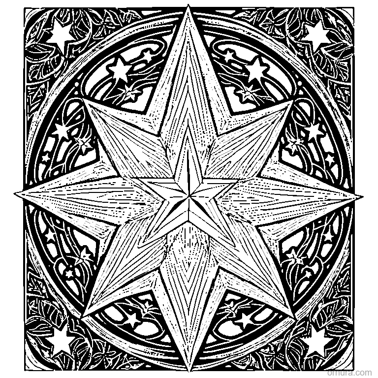 star pattern repeated design coloring page - free printable black and white line art for kids and adults