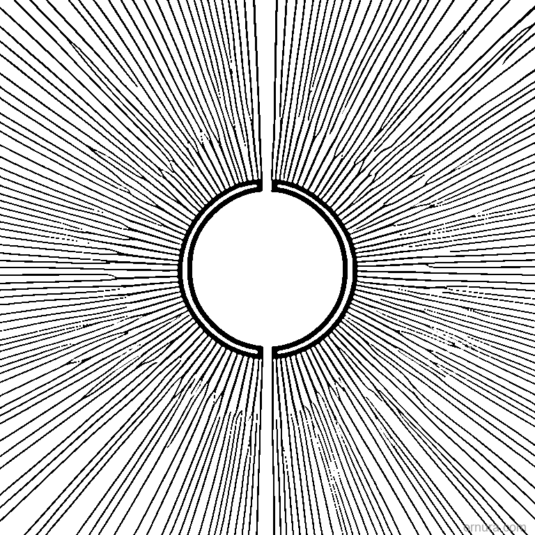 sun pattern with rays template coloring page - free printable black and white line art for kids and adults