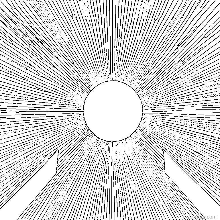 sunburst pattern rays coloring page coloring page - free printable black and white line art for kids and adults