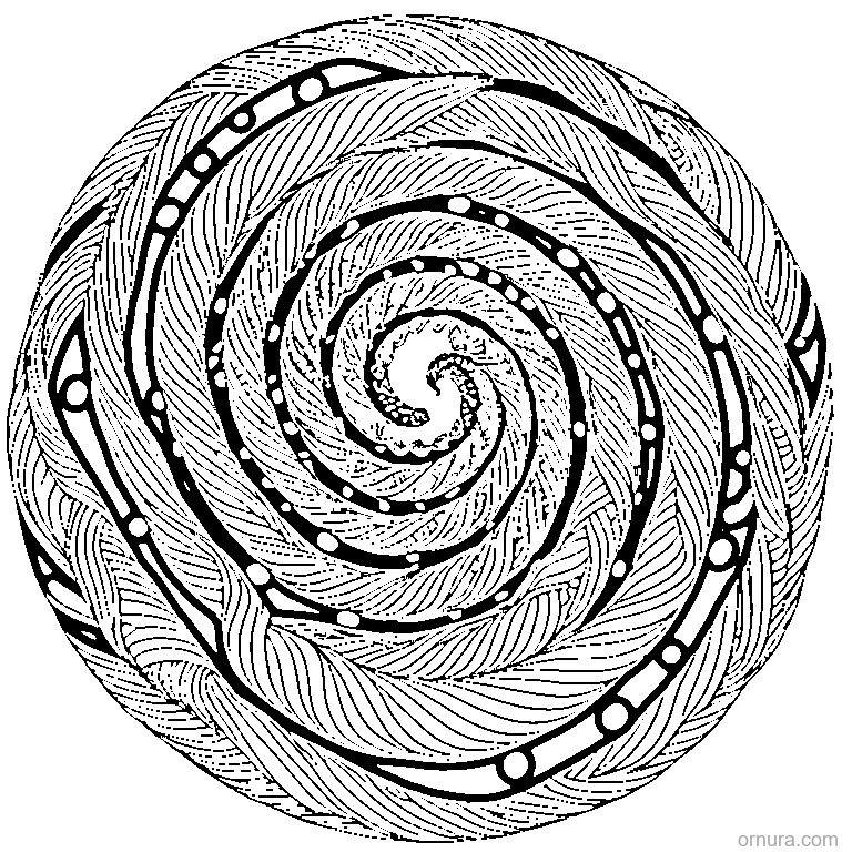 swirl pattern spiral design coloring page - free printable black and white line art for kids and adults