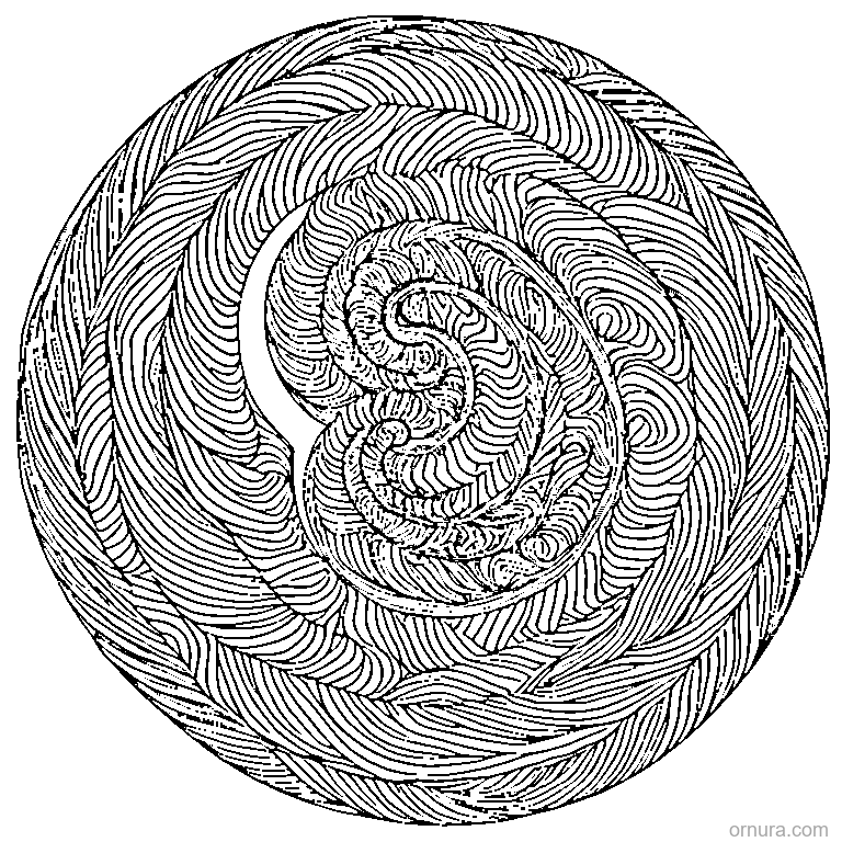 swirl pattern spiral printable coloring page - free printable black and white line art for kids and adults