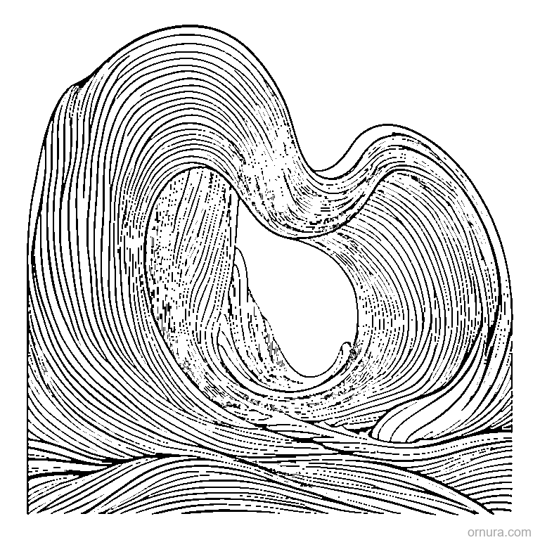 wave pattern simple printable coloring page - free printable black and white line art for kids and adults