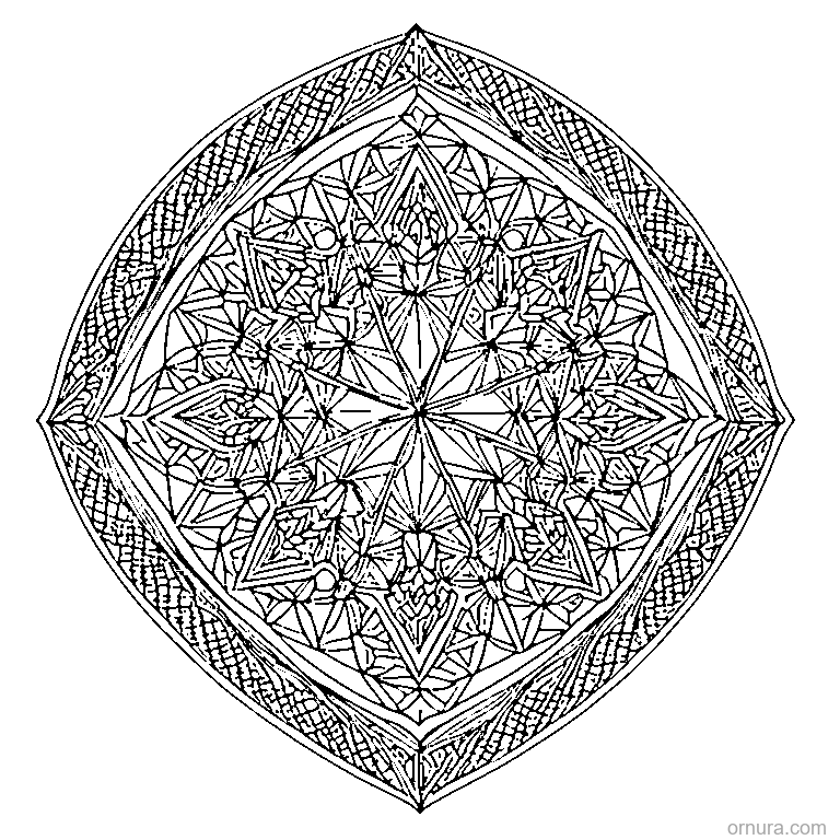 zentangle diamond grid design coloring page - free printable black and white line art for kids and adults