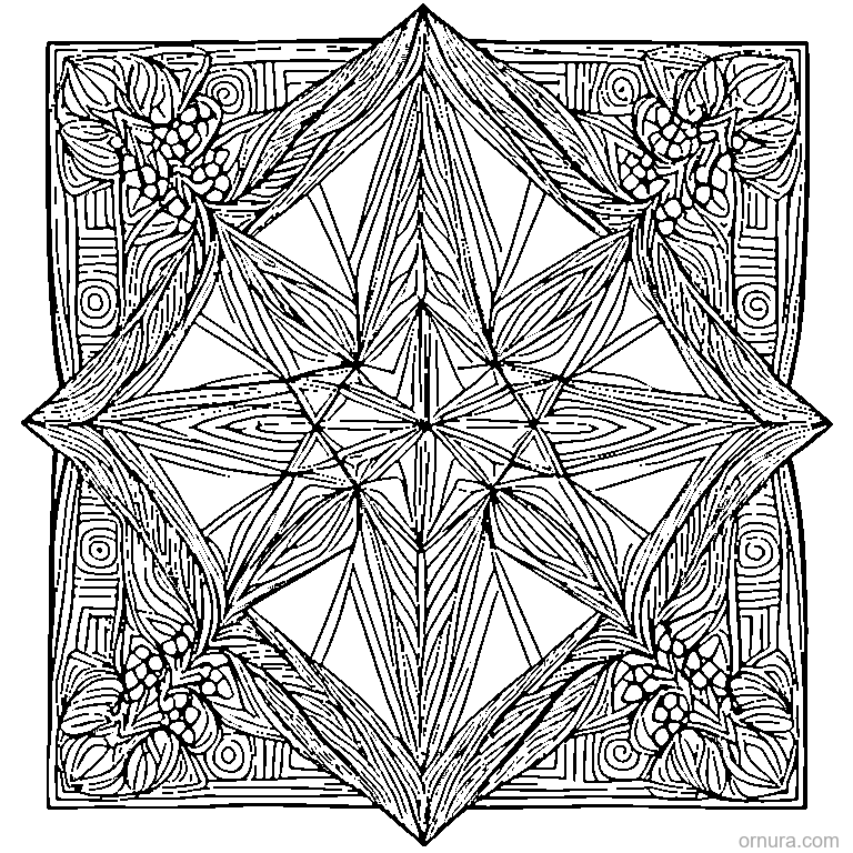 zentangle geometric triangles design coloring page - free printable black and white line art for kids and adults