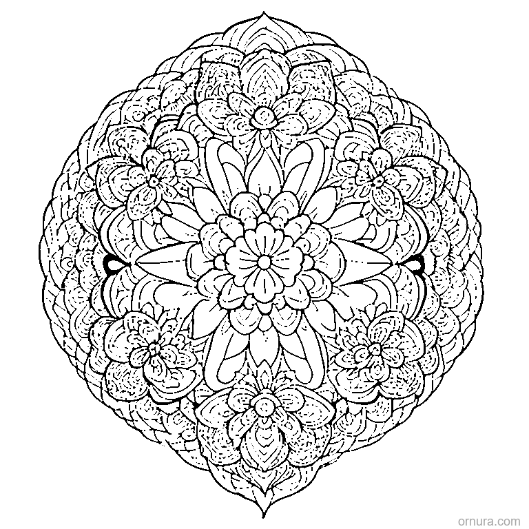 zentangle heart shaped flower mandala coloring page - free printable black and white line art for kids and adults