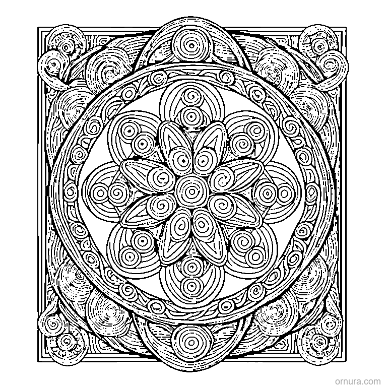 zentangle interlocking circles printable coloring page - free printable black and white line art for kids and adults