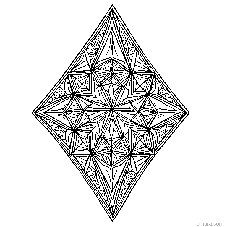 zentangle pattern with geometric triangles coloring page - free printable black and white line art for kids and adults