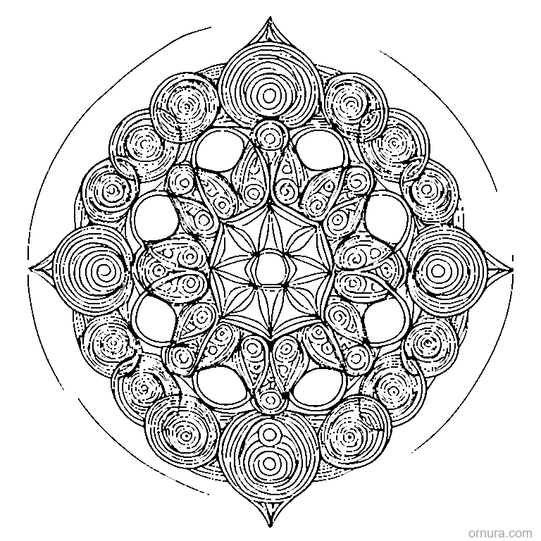 zentangle pattern with interlocking circles coloring page - free printable black and white line art for kids and adults