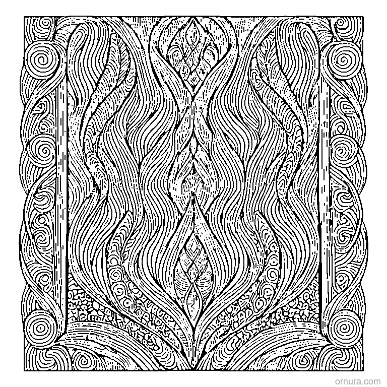 zentangle pattern with wave lines coloring page - free printable black and white line art for kids and adults