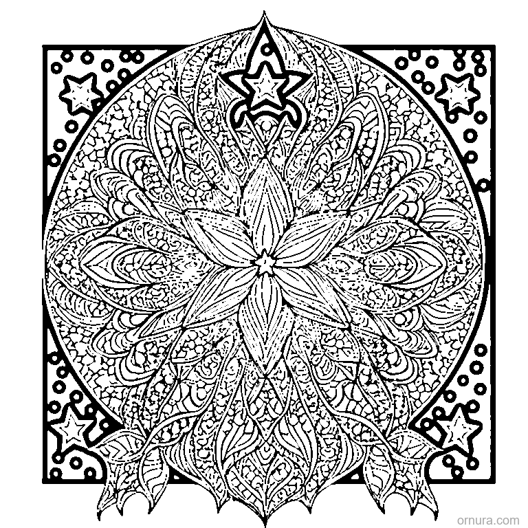 zentangle star bursts coloring page coloring page - free printable black and white line art for kids and adults