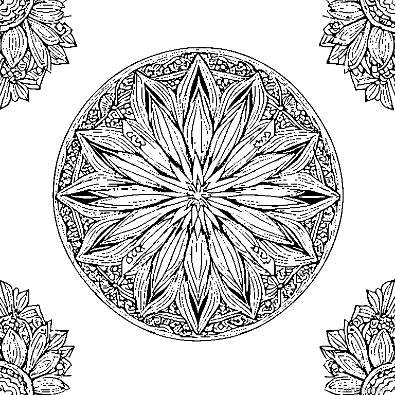 zentangle star bursts design coloring page - free printable black and white line art for kids and adults