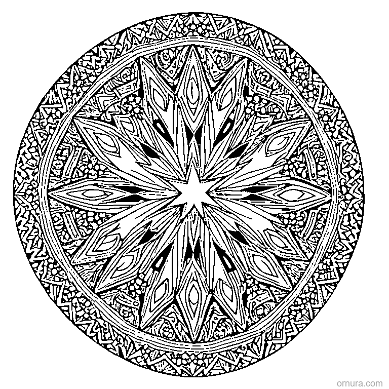 zentangle star bursts printable coloring page - free printable black and white line art for kids and adults