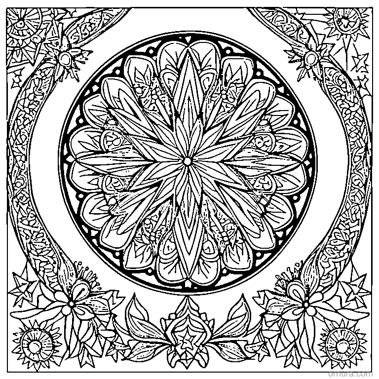zentangle star bursts template coloring page - free printable black and white line art for kids and adults