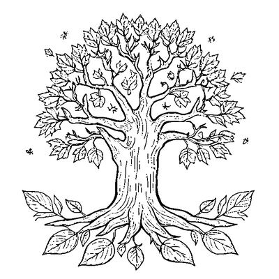 autumn tree with falling leaves coloring pages