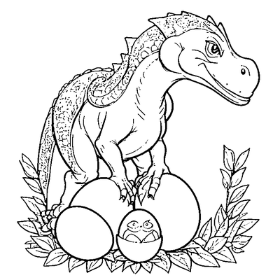 baby dinosaur hatching from an egg coloring pages
