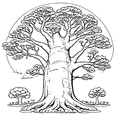 baobab tree on the savanna coloring pages