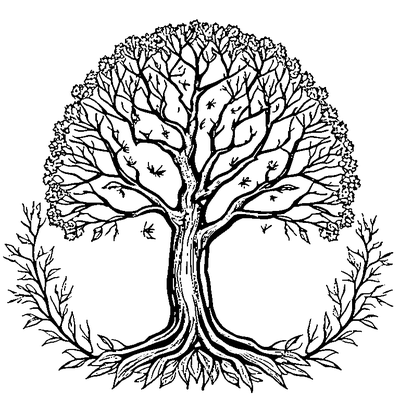 Bare Tree With Falling Leaves