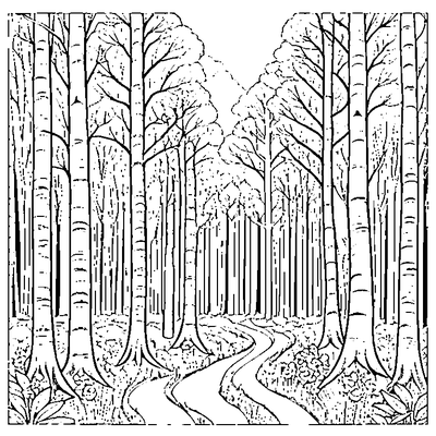 Birch Tree Grove coloring page - free printable