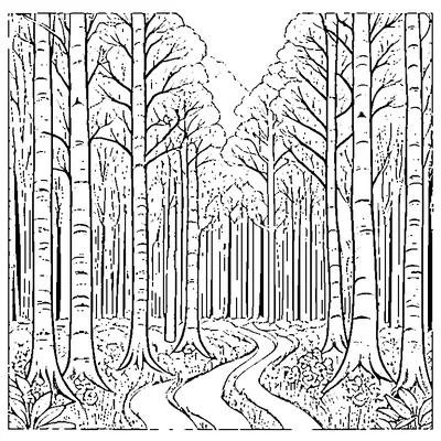 Birch Tree Grove coloring page - free printable