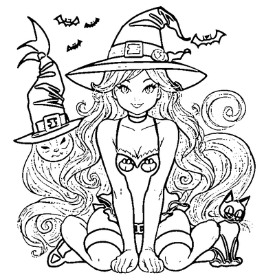 Black Cat With Witch Hat