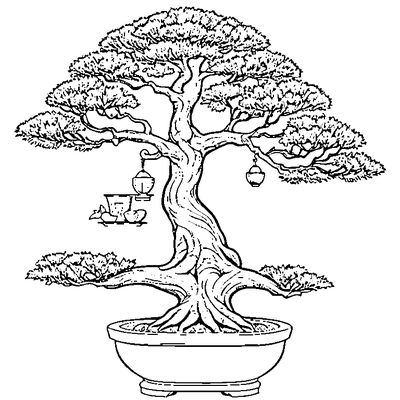 bonsai tree in a pot coloring pages