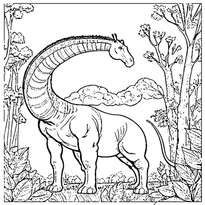 brachiosaurus eating leaves from a tree coloring pages