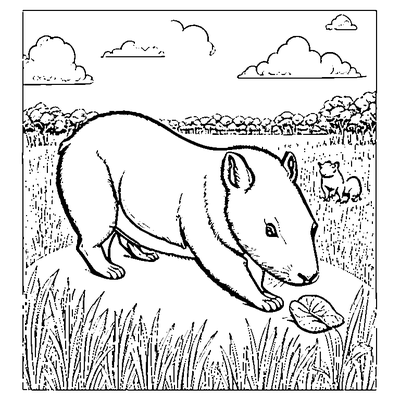 Capybara Eating Grass coloring page - free printable
