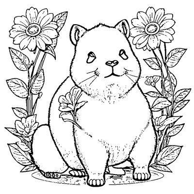 Capybara Holding A Flower coloring page - free printable