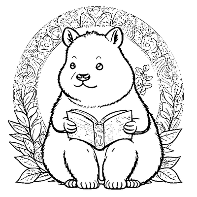 Capybara Reading A Book coloring page - free printable