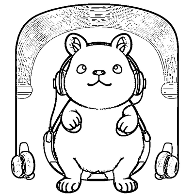 Capybara Wearing Headphones coloring page - free printable