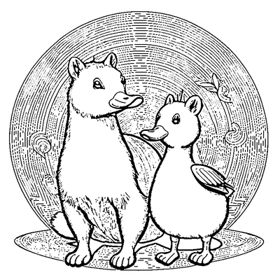 Capybara With A Duck Friend coloring page - free printable